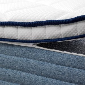 white-mattress-topper-getting-unzipped-from-a-blue-mattress-to-get-changed